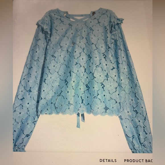 H&M Tops - H&M Long Sleeved lace blouse with lacing at back trim over shoulders and at cuff